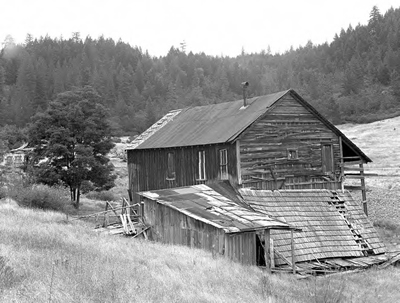 An abandoned building in Waldo, still standing in 1954.