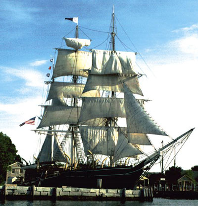 Whaling ship Charles W. Morgan (1841), an exhibit at the Mystic Seaport museum in Mystic, Connecticut.