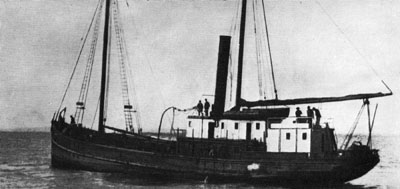 Steam schooner Cleone, built in 1887, an example of an early steam schooner, designed to be comfortable under either sail or power.